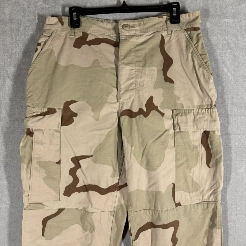 Vintage 90's US Military 3 Color Desert Camo Cargo Pants Mens Medium Long DCU